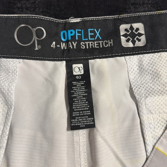 OP plaid shorts white and grey and yellow four-way stretch size 42 - Picture 2 of 3